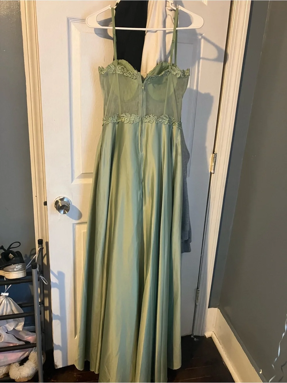 Windsor Sage Green Lace Bodice Prom Dress